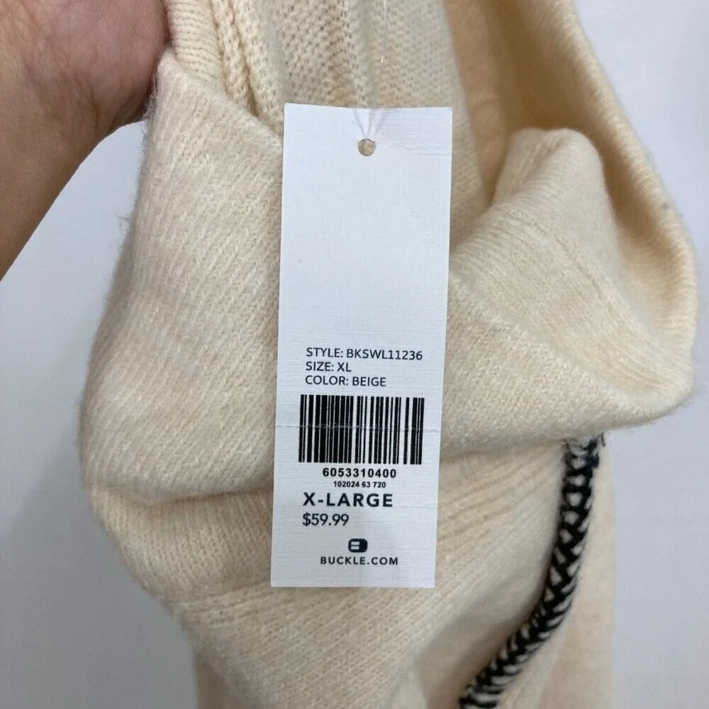 New‎ BKE XL Cream Black Turtle Neck Soft Relaxed Artsy Asymmetric Sweater